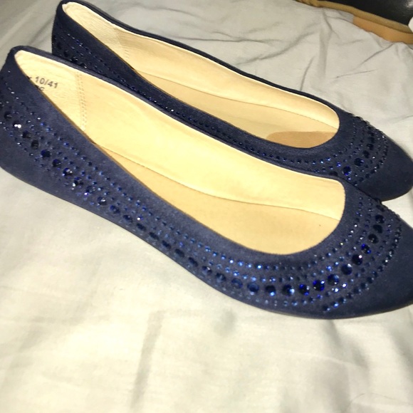 navy sparkle flats
